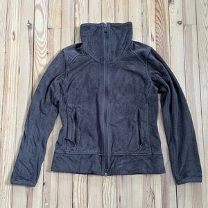 The North Face Womens Full Zip Osito Fleece Jacket Charcoal Gray Funnel Neck